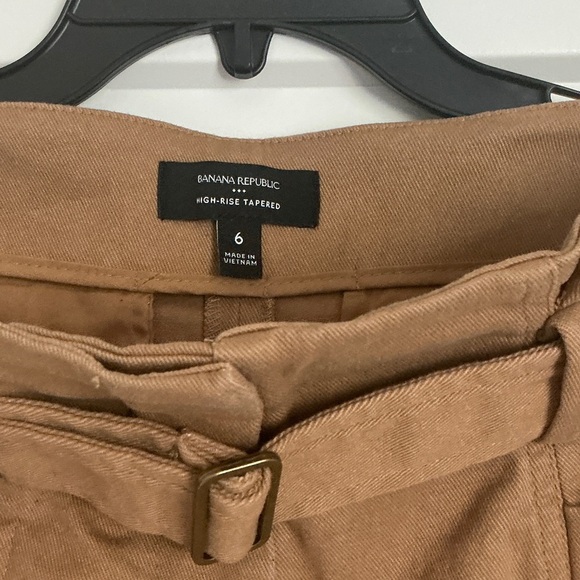 Womens Brown high rise Tapered Pants with Belt - Picture 3 of 3